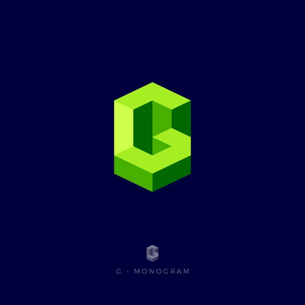 Carta Logo Monograma Letra Como Cristal Verde Web — Vector de stock