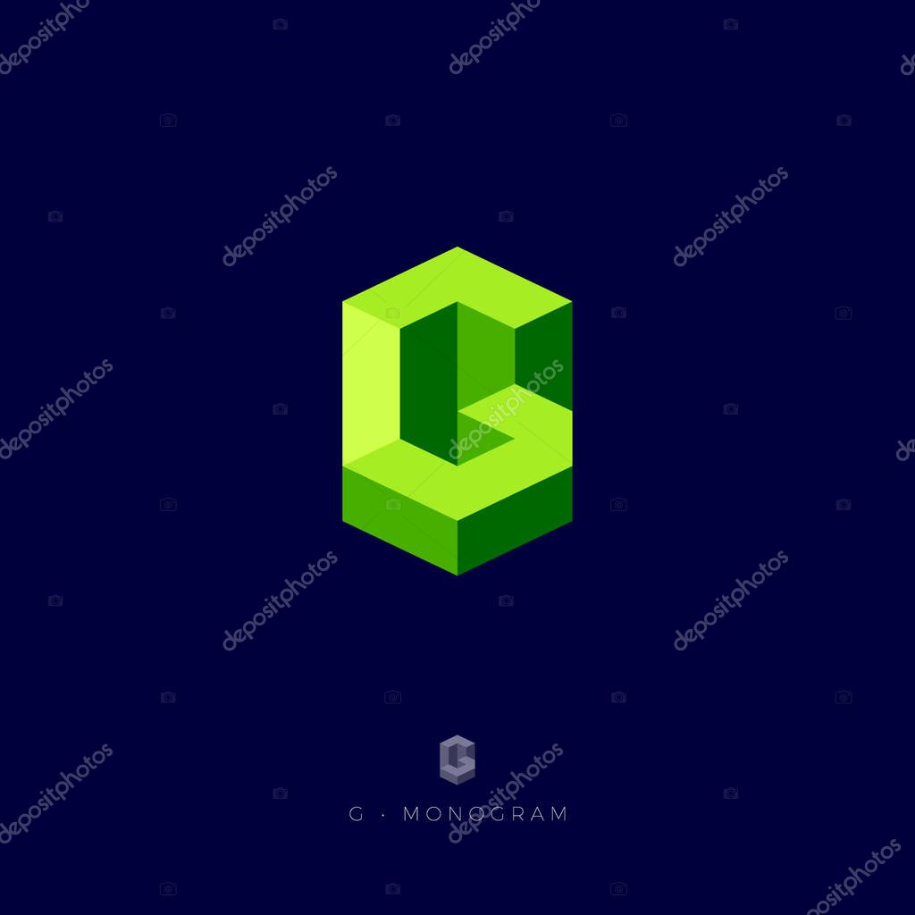 G Letter. G logo. G monogram.  Letter C like a green crystal. Web