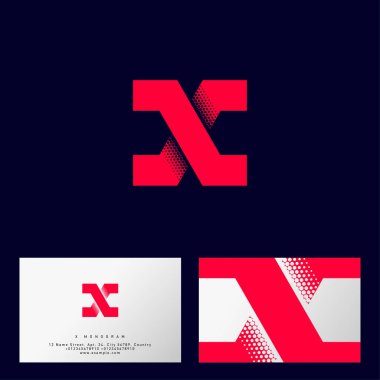 Harf x. X monogram. Logo veya simge tasarım. Web, dijital, spor, ağ, iletişim simgesi. Teknoloji logosunu görmeniz gerekir. Kartvizit.
