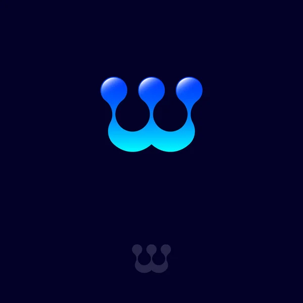 Monograma Logo Icono Del Agua Letra Azul Con Gotas Aislada — Vector de stock