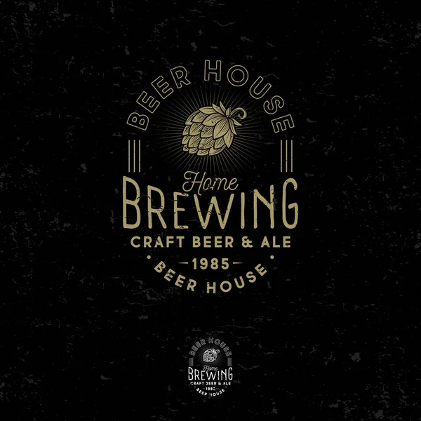 Logo Brassage Emblème Pub Icône Houblon Logotype Bière Artisanale Style — Image vectorielle