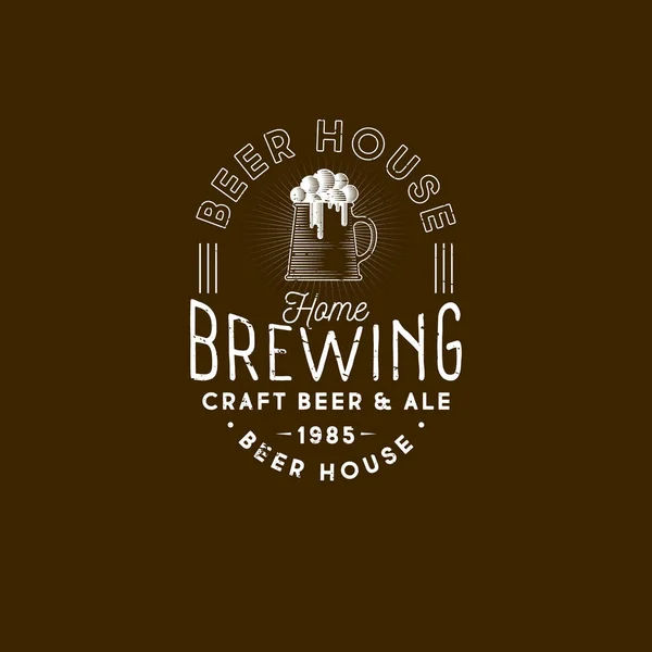 Brauerei Logo Wirtshausemblem Bierkrug Und Schaumstoffemblem Craft Beer Logo Jahrgangsstil — Stockvektor