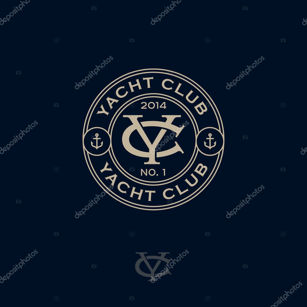 Y and C monogram. Logo yacht club, seafood restaurant logo. Y and C are crossed letters in a circle.