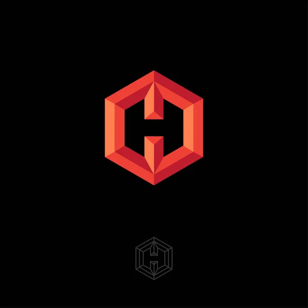 Hexagon Letter Monogram Hexagon Facets Web Game Icon Identity — Stock Vector