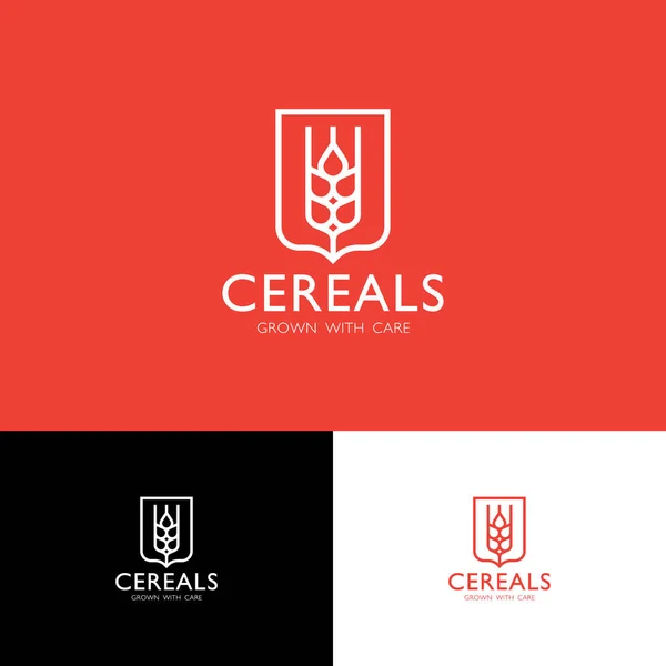 Espiguilla Escudo Heráldico Sobre Fondo Diferente Panadería Pastelería Símbolo Cereales — Vector de stock