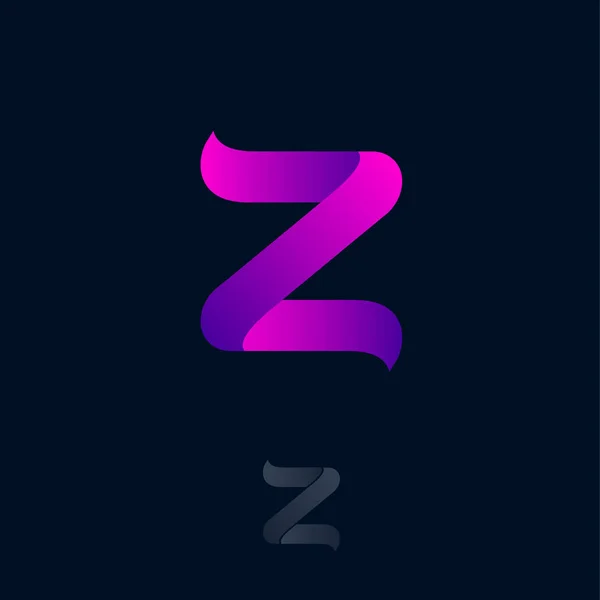 Zロゴはパープルリボンで構成されています Z折り紙モノグラム ネットワーク Webアイコン Uiデザイン — ストックベクタ