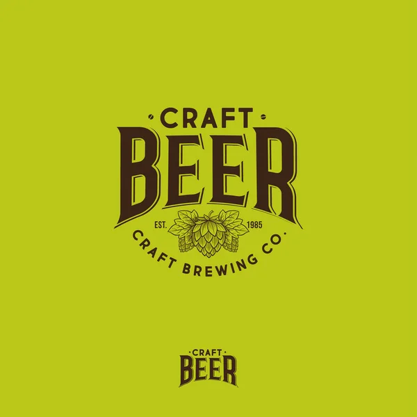 Logo Bière Artisanale Logo Brasserie Emblème Panneau Pub Bière Cônes — Image vectorielle