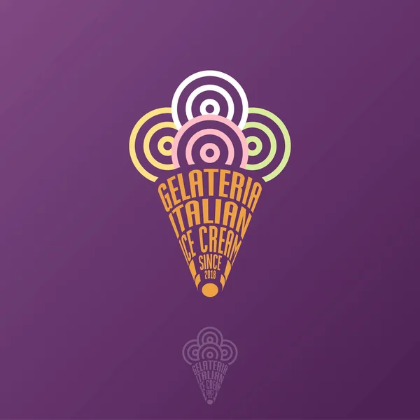 Logotipo Gelateria Emblema Gelado Italiano Composição Tipografia Como Cone Waffle —  Vetores de Stock