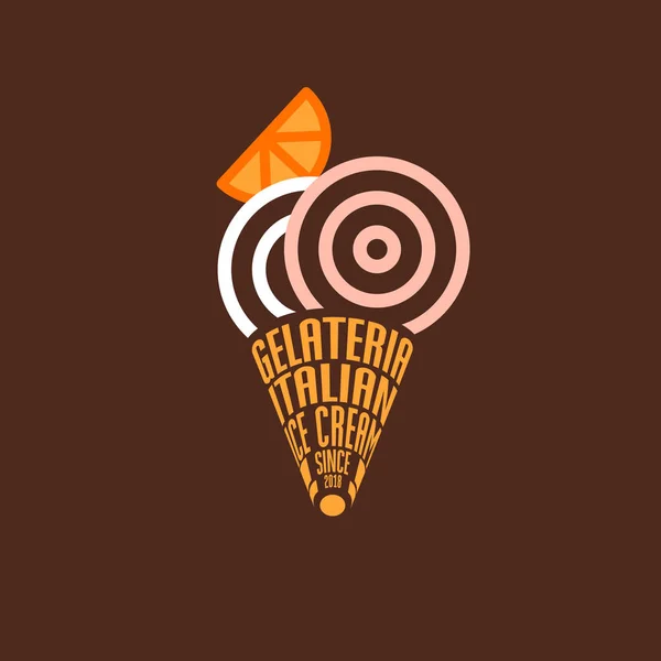 Gelateria Logo Italienisches Eis Emblem Typografie Komposition Als Waffelkegel Und — Stockvektor