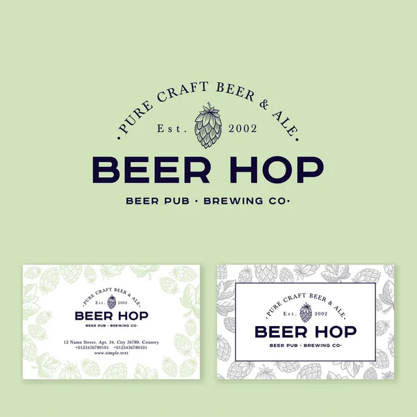 Logo Des Cônes Bière Style Gravure Hop Cones Illustration Avec — Image vectorielle