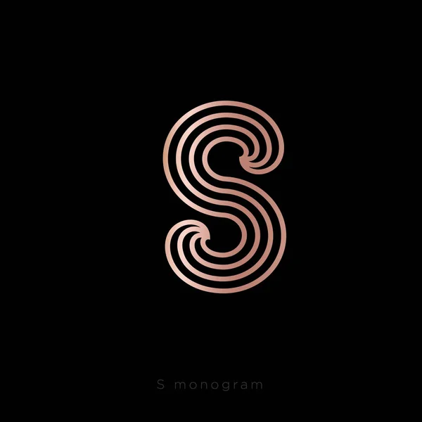 Lettre Monogramme Doré Composé Lignes Minces Isolé Sur Fond Sombre — Image vectorielle