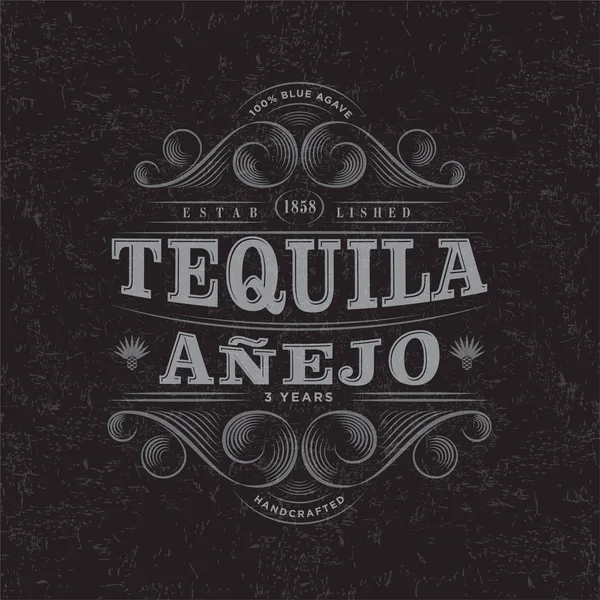 Logo Tequila Anejo Etiqueta Tequila Diseño Embalaje Premium Letras Composición — Vector de stock