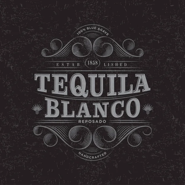 Logo Tequila Blanco Etiqueta Tequila Blanco Diseño Embalaje Premium Letras — Vector de stock