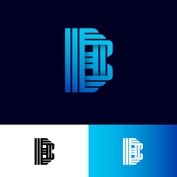 Буква Б. Логотип Оригами. Монограмма B из лент или полос бумаги, изолированная на другом фоне. Веб, значок пользовательского интерфейса
.