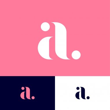 Bir mektup. Bir Monogram. Zarif Farklı bir arka plan üzerinde nokta ile bir monogram. Yazı tipinin orijinal sembolü. Web, Ui Simgesi.