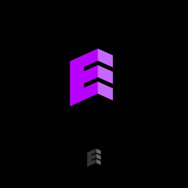E Harfler geometrik logo. E küp monogram. İnşaat logosu. İnşaat veya bina logosu. 3d taklit illüstrasyon.