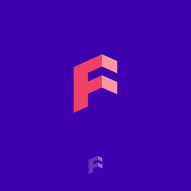 F Harfler geometrik logo. F küpü monogramı. İnşaat logosu. İnşaat veya bina logosu. 3d taklit illüstrasyon.