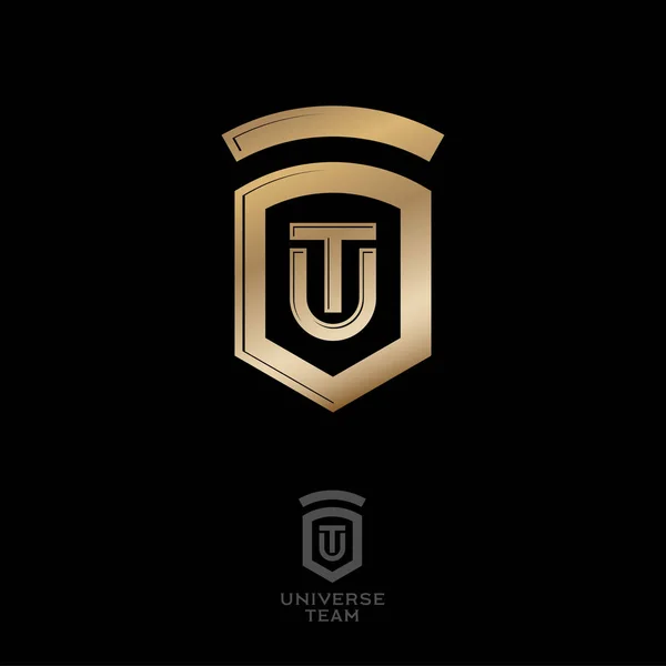 Monograma Num Escudo Heráldico Equipe Emblem Sport Equipe Logotipo Universidade —  Vetores de Stock