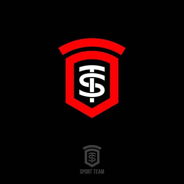 Monograma Num Escudo Heráldico Logotipo Equipa Desportiva Emblema Isolado Fundo —  Vetores de Stock