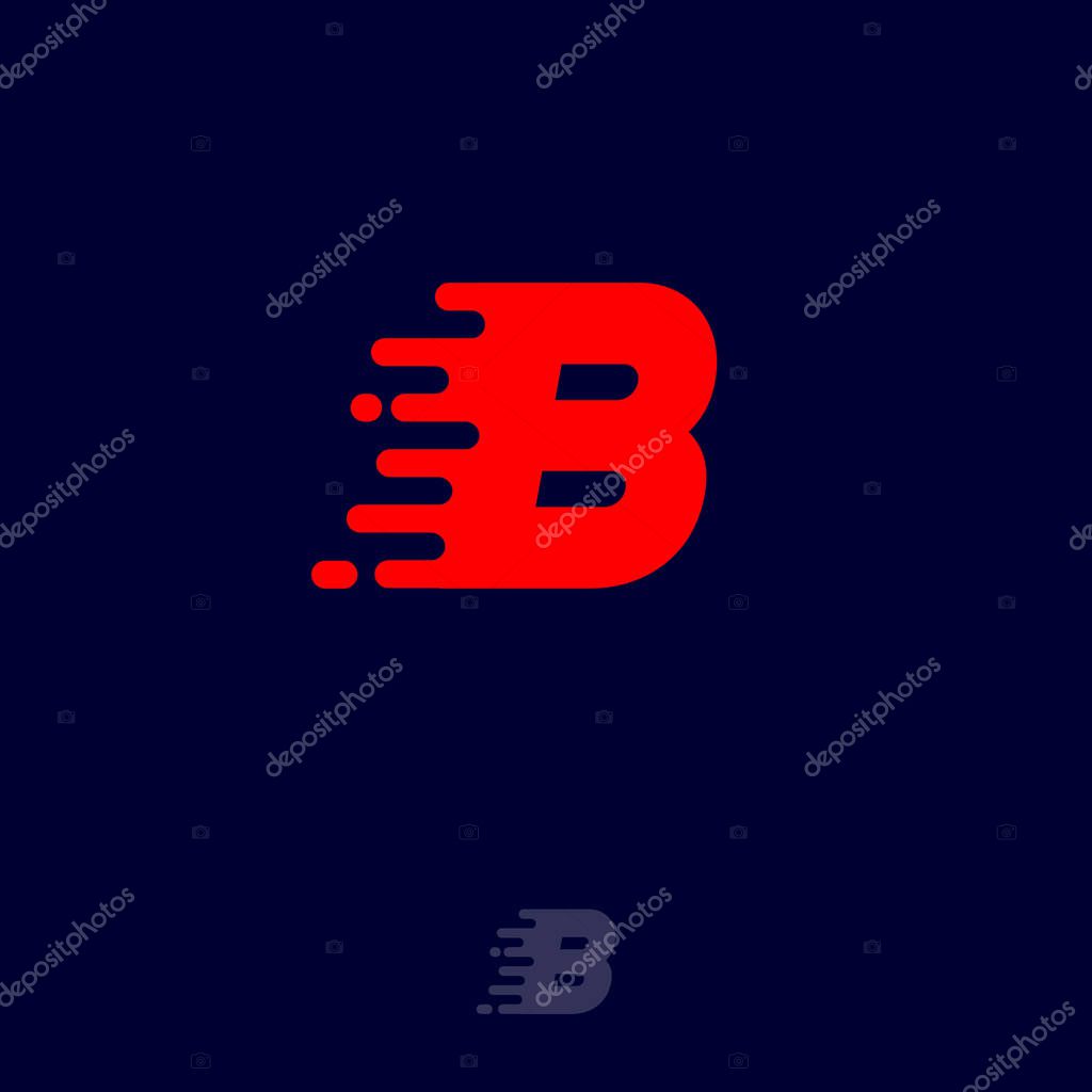 Red letter J with movement, isolated on a dark background. Dynamic logo. Velocity or delivery icon.