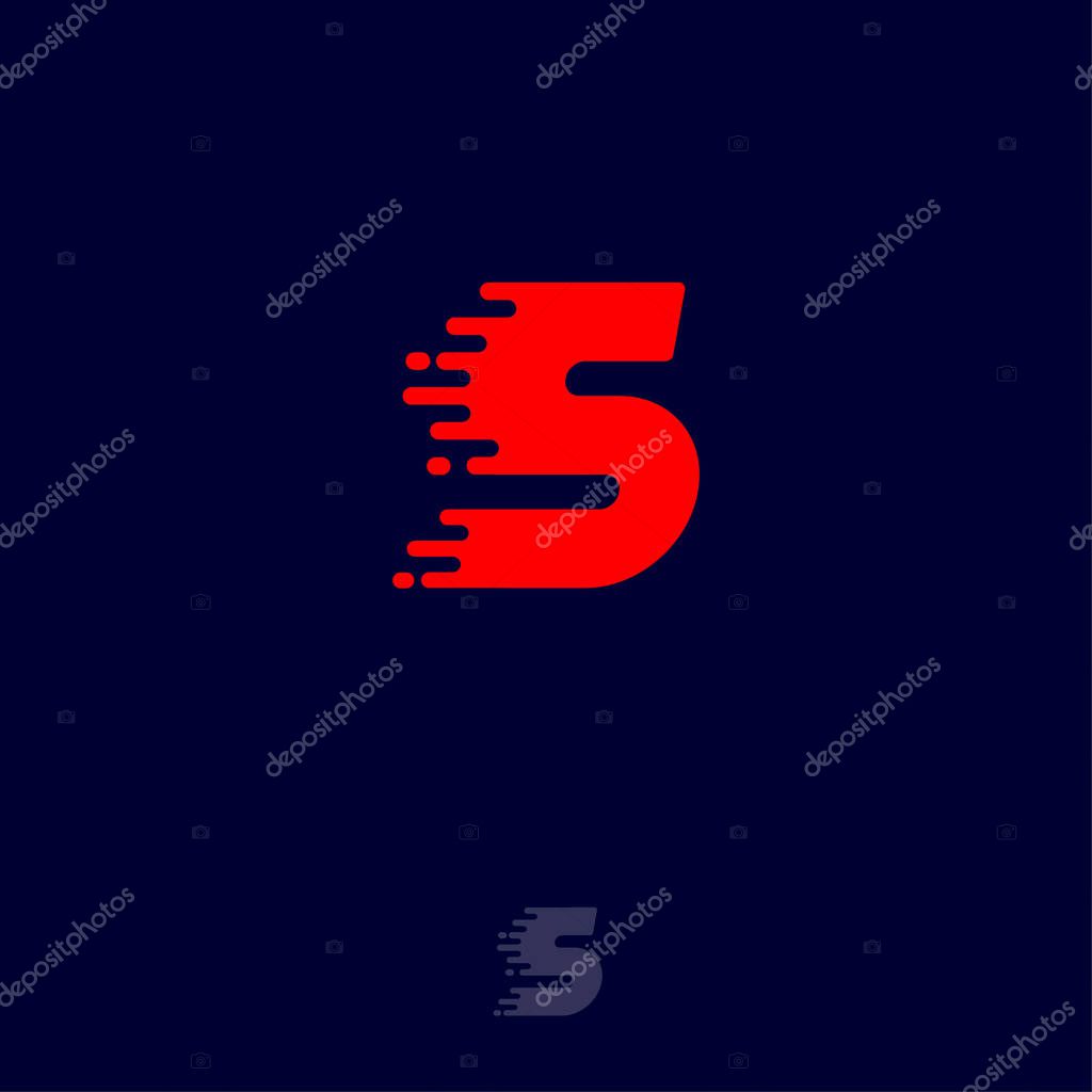 Red letter S with movement, isolated on a dark background. Dynamic logo. Velocity or delivery icon.