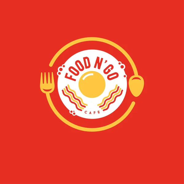 Food Bistro Logo Streetfood Symbol Gabel Löffel Und Spiegeleier Mit — Stockvektor