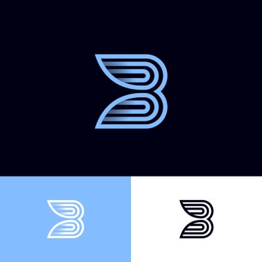 B Monogram şeritler veya şeritler, farklı bir arka planlar üzerinde izole. Web, UI simgesi.