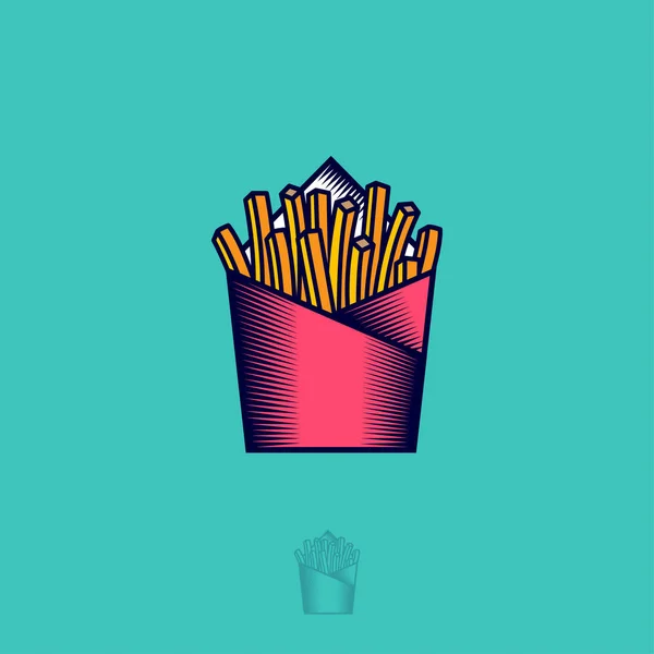 Pommes Ikone Bratkartoffel Logo Fast Food Emblem Pommes Packung Bistro — Stockvektor
