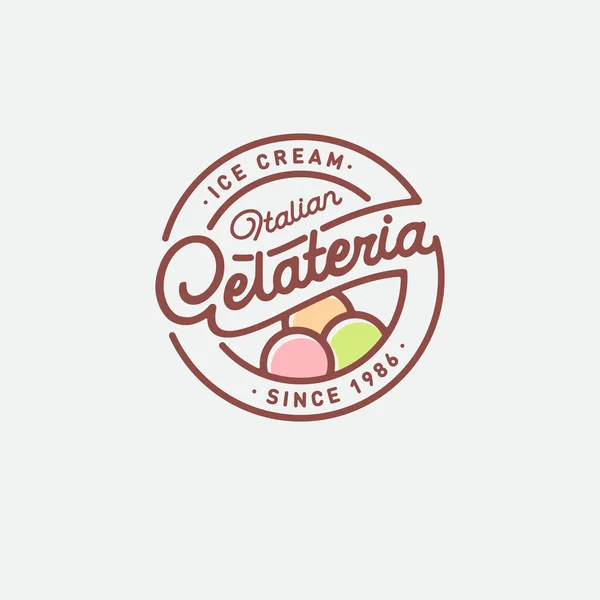 Logotipo Gelado Italiano Gelateria Emblema Sinal Símbolo Gelado Italiano Algumas —  Vetores de Stock