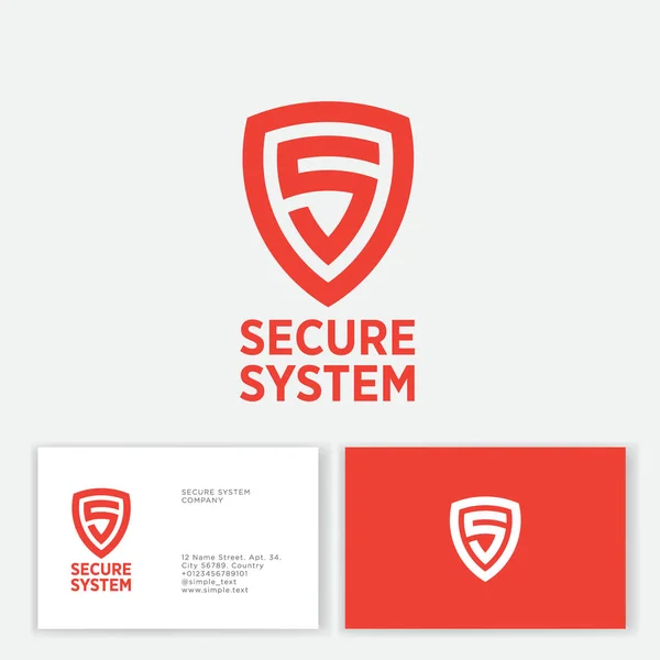Logo Secure System Lettre Orange Dans Bouclier Monogramme Emblème Système — Image vectorielle