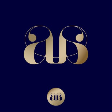 Bir mektup logosu. Çift A monogramı. Soyut zarif amblem. Bukleler dekorile kaligrafik kompozisyon. 