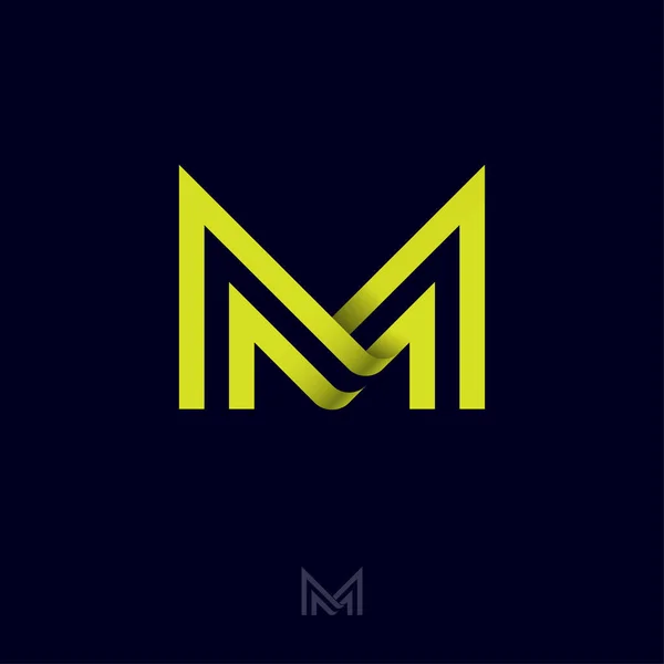 Letter Monogram Consist Yellow Lines Isolated Dark Background Web Icon — Stock Vector