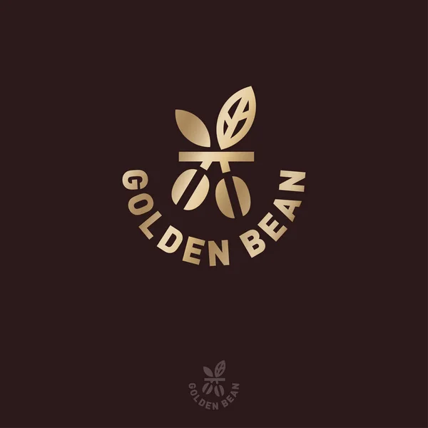 Golden Coffee Bean Logo Coffee Store Cafe Logo Letters Composition — Stock Vector