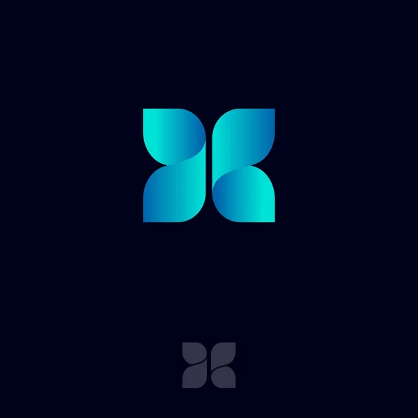 Logo Bestaat Uit Blauwe Linten Origami Monogram Zoals Butterfly Netwerk — Stockvector