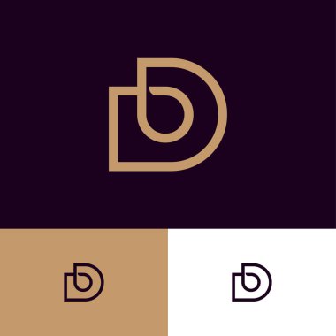 Bd logosu. B ve D altın monogramı. Siyah arka plan üzerinde orijinal sembol. Web, ui simgesi.