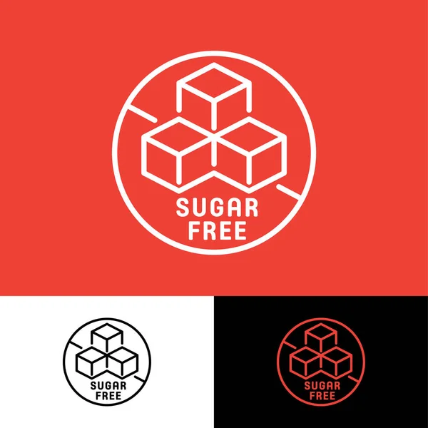 Icono Sin Azúcar Icono Lineal Simple Tres Cubos Azúcar Círculo — Vector de stock