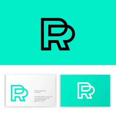 P ve R monogramı. P, R Logosu. Farklı bir arka planda lineer monogram. Kartvizit.
