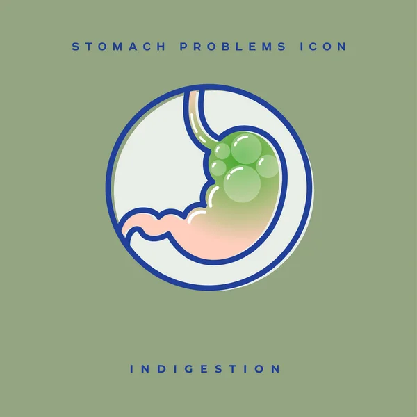 Ikona Problému Žaludku Žaludeční Zažívací Znak Lineární Ikony Kruhu Lékařské — Stockový vektor
