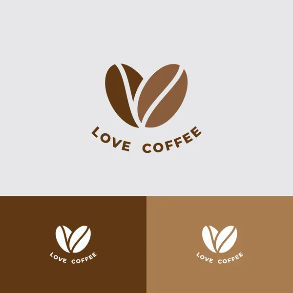 Logotipo Love Coffee Café Restaurante Emblema Dos Granos Café Como — Archivo Imágenes Vectoriales