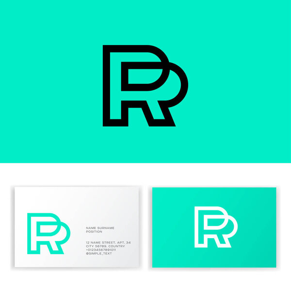 P and R monogram. P, R Logo. Linear monogram on  a different background. Business card.