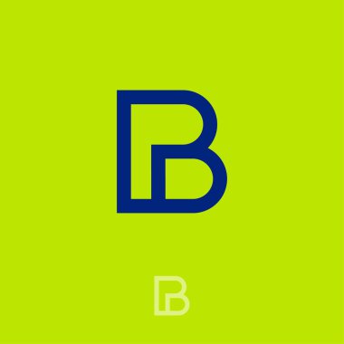 P ve B monogramı. P, B Logosu. Yeşil arka planda doğrusal basit harfler. Minimalist tarzı.