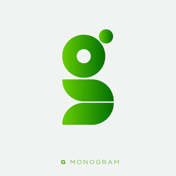 Gモノグラム G抽象ロゴ 文字は幾何学的形状で構成されています グリーンナチュラルプロム — ストックベクタ