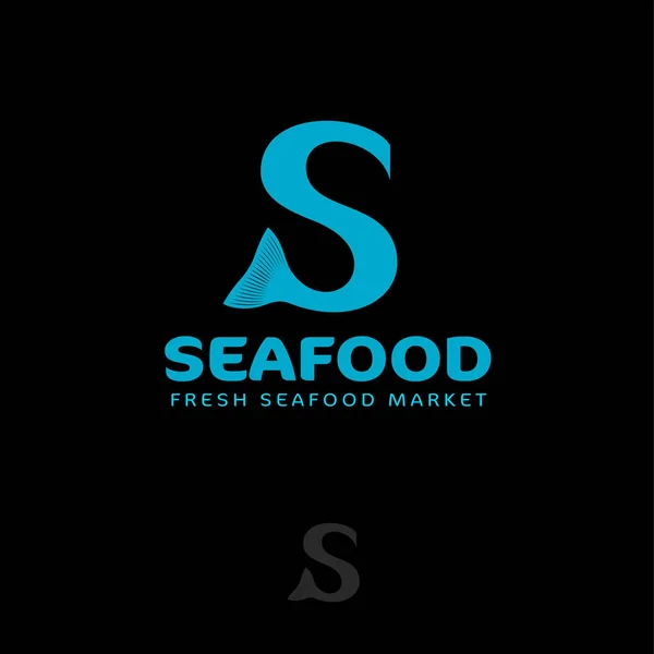 シーフードのロゴ 魚の尾を持つ文字S Sモノグラム シーフード市場またはレストラン — ストックベクタ