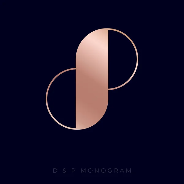 Monogramme Logo Lettres Monogramme Doré Isolé Sur Fond Sombre — Image vectorielle