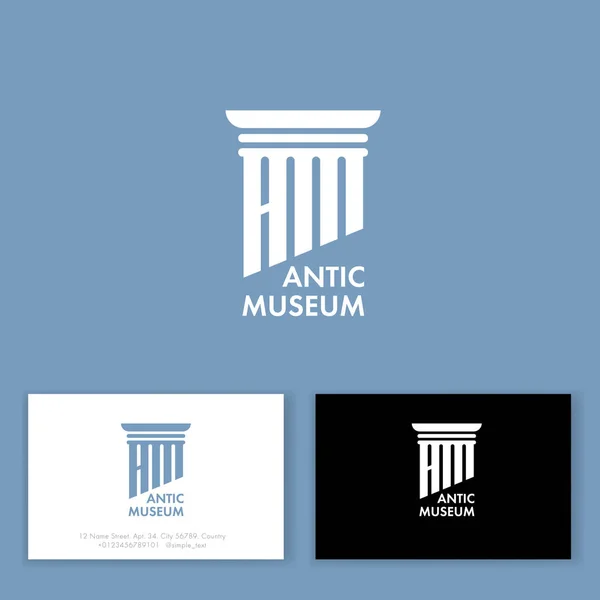 Logo Antic Museum Jsem Monogram Znak Antického Sloupce Písmen Vizitka — Stockový vektor