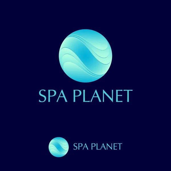 Logo Spa Planet Piscina Emblema Agua Ondas Elegantes Círculo — Vector de stock