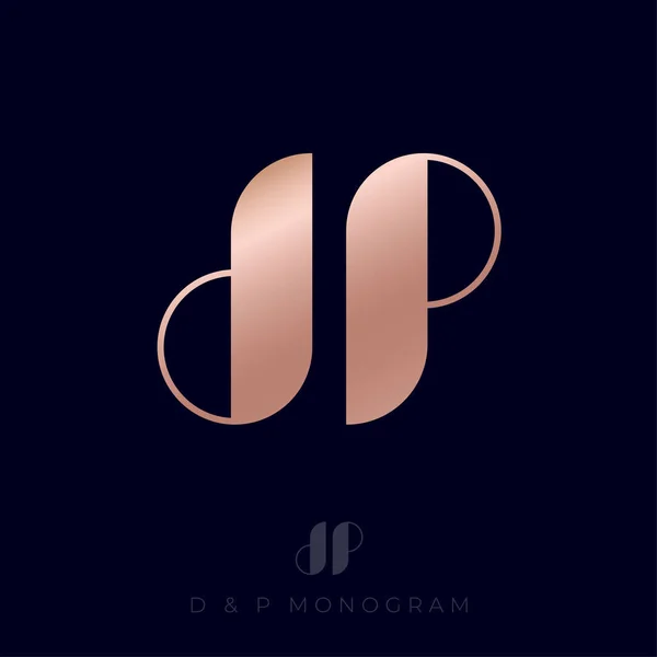 Monogram Letters Logo Goud Monogram Geïsoleerd Donkere Achtergrond — Stockvector