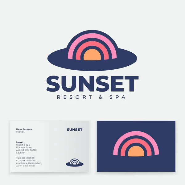 Ikona Západu Slunce Cestovní Ruch Nebo Cestovní Emblém Logo Resortu — Stockový vektor