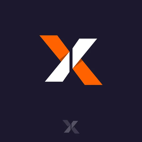 X个字母X字母表由白色 橙色缎带组成 在深色背景下隔离 单色选项 — 图库矢量图片