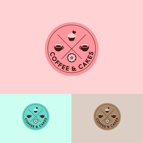 Kaffee Und Kuchen Logo Cafe Und Gebäck Emblem Kaffeebecher Kuchen — Stockvektor